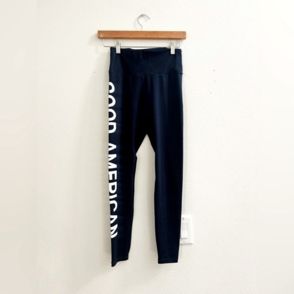 Good American Leggings Logo Athletic Legging Navy Blue Running Yoga Nordstrom